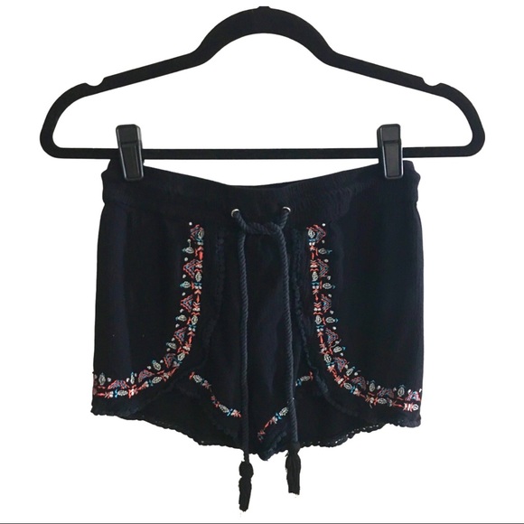 Derek Heart Pants - Embroidered Lounge Shorts With Drawstring